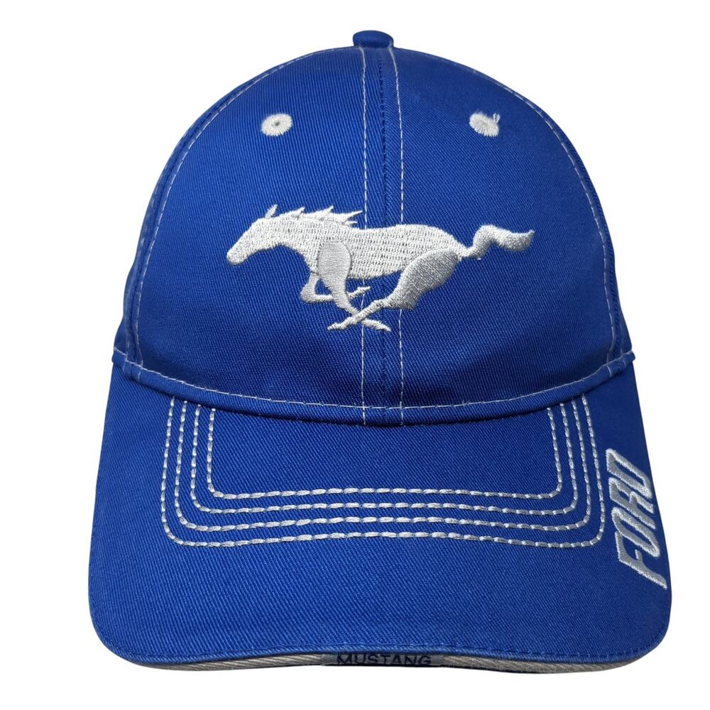 Ford Mustang Baseball Cap Blue One Size Adjustable Embroidered Cotton Open Road
